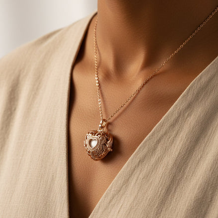 Llamador de Angeles Corazon Oro Rosa