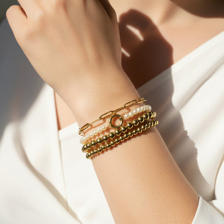 Pulsera Cuentas Doradas